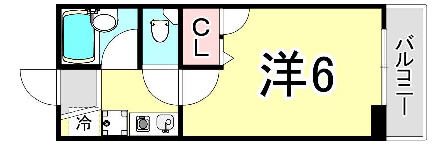 コンフォート甲子園(1K/2階)の間取り写真