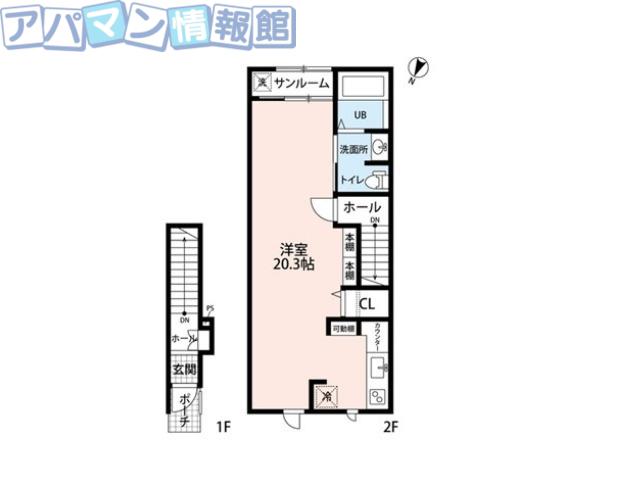 ラテールリッシュIII(ワンルーム/2階)の間取り写真