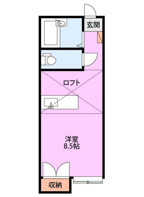 サンモリッツ高志(ワンルーム/2階)の間取り写真