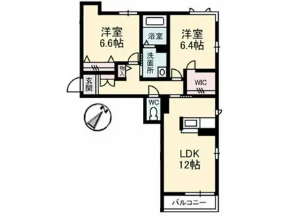 ショコラパン(2LDK/1階)の間取り写真