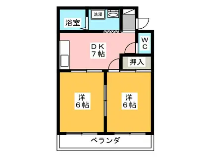 レジデンスITAZU PARTII(2DK/1階)の間取り写真