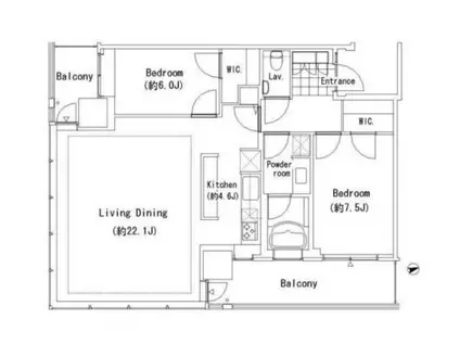 芝浦アイランド ブルームタワー(2LDK/31階)の間取り写真