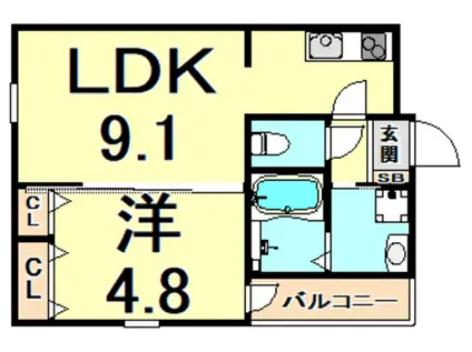 フジパレス甲子園口3番館(1LDK/3階)の間取り写真