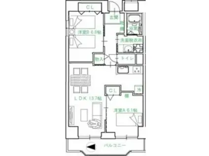PARKHILLS新大阪OASIS(1SLDK/3階)の間取り写真