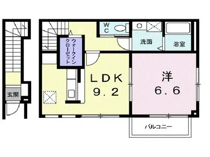 アルカンシェル庄内I(1LDK/2階)の間取り写真