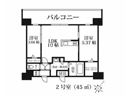 MODERN PALAZZO 天神AXIA(2LDK/13階)の間取り写真
