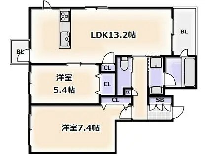 ベルデ パティオ(2LDK/2階)の間取り写真