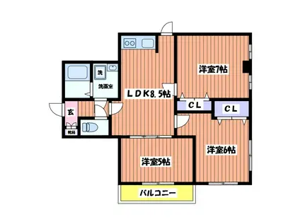 桜プリズム(3LDK/2階)の間取り写真