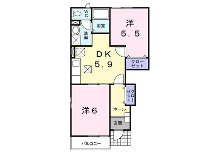 アトレーユ(2DK/1階)の間取り写真