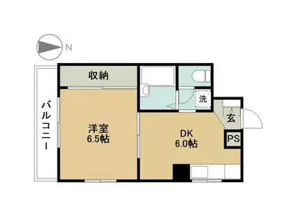 清水ビル(1DK/3階)の間取り写真