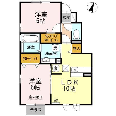 フォレストパーク道珍 I(2LDK/1階)の間取り写真