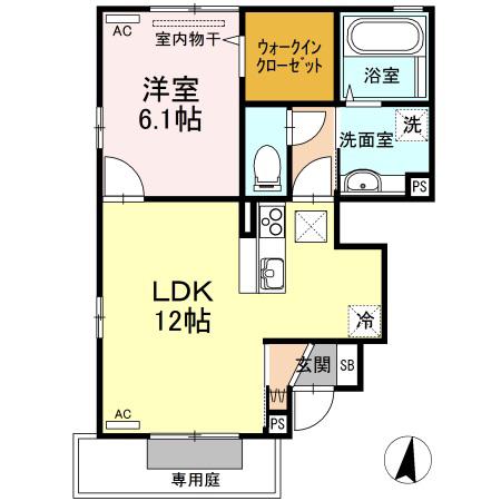 エルヴィリア野田(1LDK/1階)の間取り写真