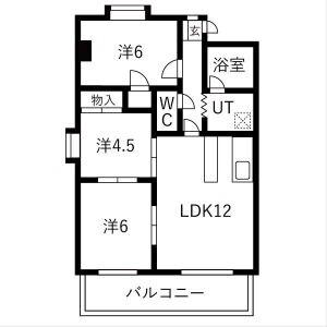 エレガンスニュー小川(3LDK/6階)の間取り写真