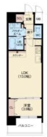 スプランディッド福島ウエスト(1LDK/10階)の間取り写真