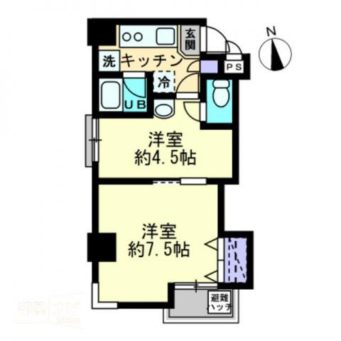 シティホワイト(2K/2階)の間取り写真