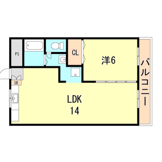 高取台ハイツ(1LDK/2階)の間取り写真