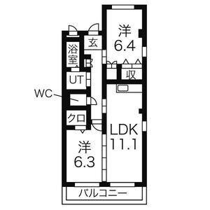 ソレイユ知多(2LDK/3階)の間取り写真