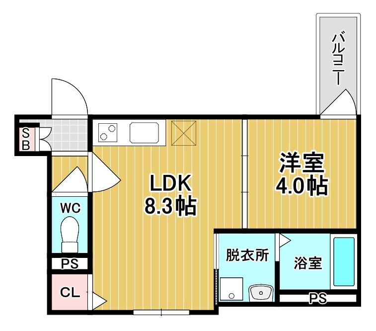トレヴィオナ出来島(1LDK/3階)の間取り写真
