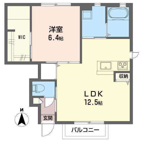 プリムヴェール(1LDK/2階)の間取り写真