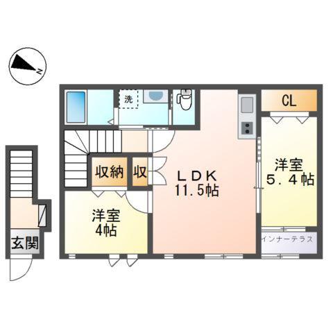 メゾンジョルジュ(2LDK/2階)の間取り写真