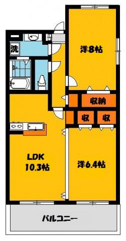 Y&Mアミューズ(2LDK/1階)の間取り写真