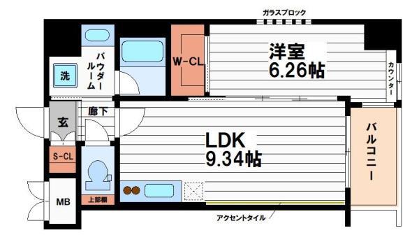 VINOプレジオ本町(1LDK/6階)の間取り写真