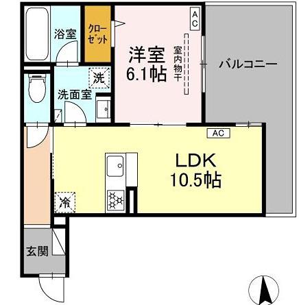 エスペリア栄町(1LDK/2階)の間取り写真