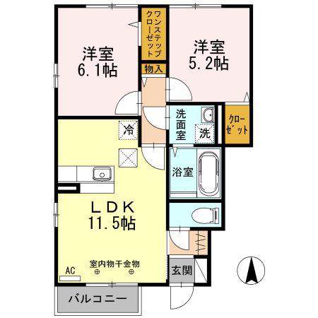メゾン叶(2LDK/1階)の間取り写真