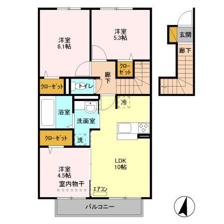 サントビーレジデンスI(3LDK/2階)の間取り写真