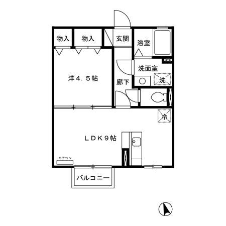 ラディカル(1LDK/2階)の間取り写真