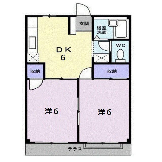 エルディム明日香(2DK/1階)の間取り写真