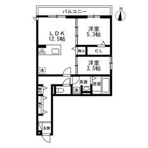 NOBLE RAFFINER 元町(2LDK/1階)の間取り写真