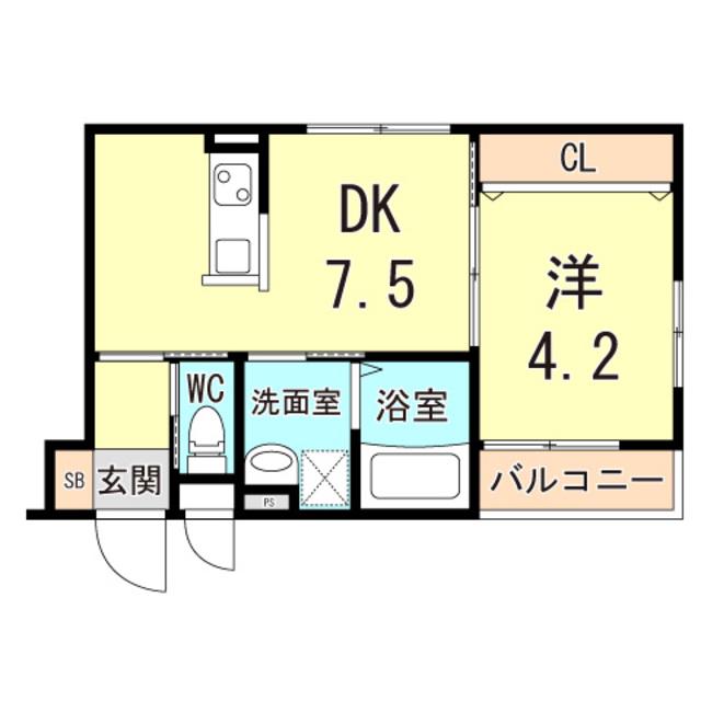 グランメール芦屋南宮町(1DK/2階)の間取り写真