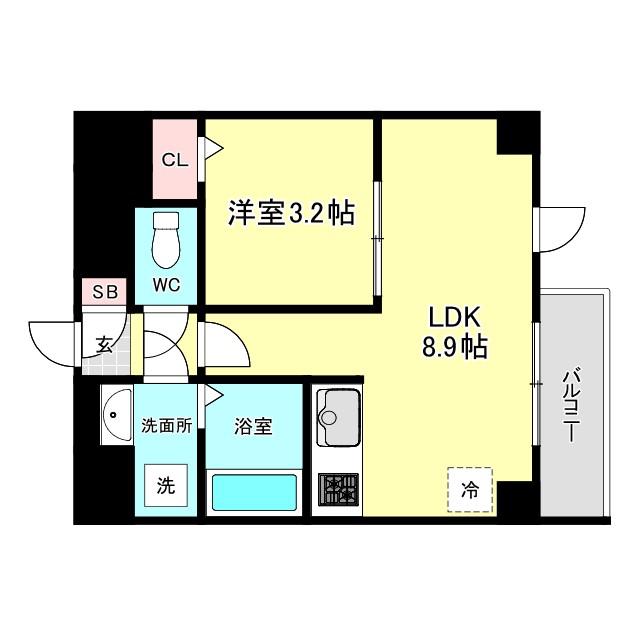 ジーグランデ九条(1LDK/4階)の間取り写真