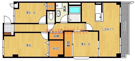 シェリール河崎2(3LDK/4階)の間取り写真