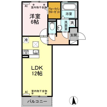 ブリーゼ C棟(1LDK/1階)の間取り写真