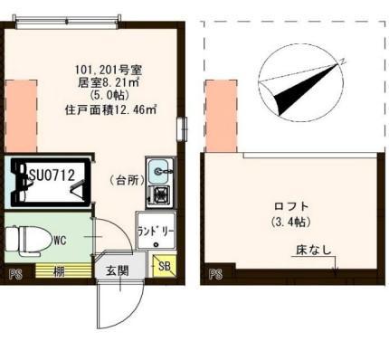 ハーモニーテラス志茂X(ワンルーム/1階)の間取り写真
