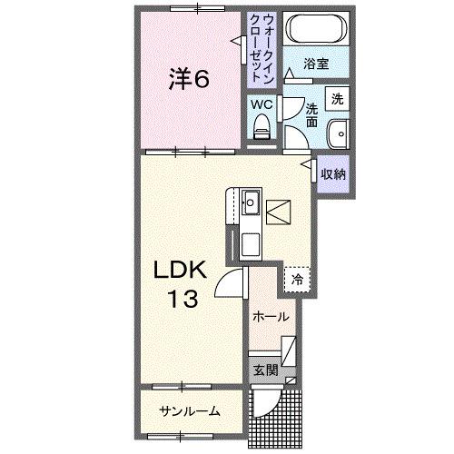 トレゾール ドミール I棟(1LDK/1階)の間取り写真