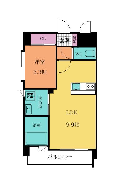 アンテス上到津(1LDK/2階)の間取り写真