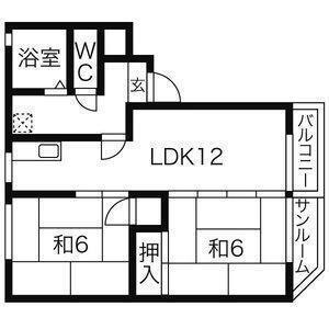 グリーンハイツ宮千代(2LDK/1階)の間取り写真