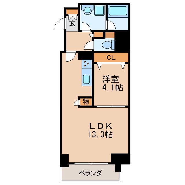プレサンス広小路通葵(1LDK/8階)の間取り写真