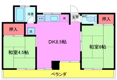 シロワビル(2DK/2階)の間取り写真