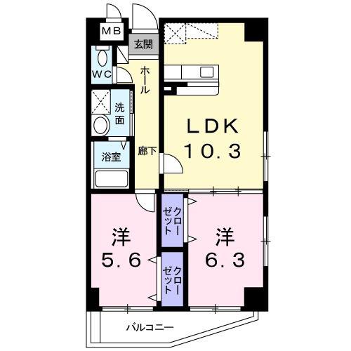 アレグリア(2LDK/3階)の間取り写真