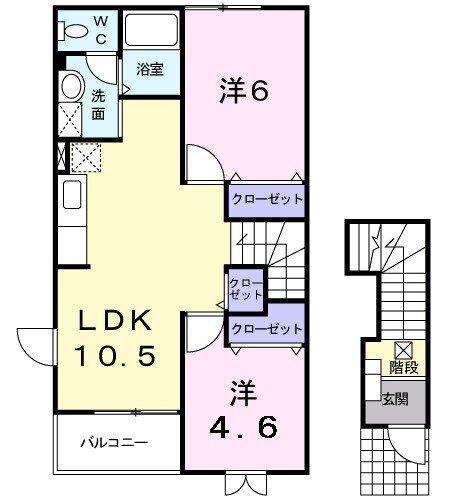 VIVACE雷神C棟(2LDK/2階)の間取り写真