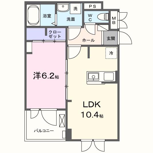 LA PAIX(1LDK/3階)の間取り写真