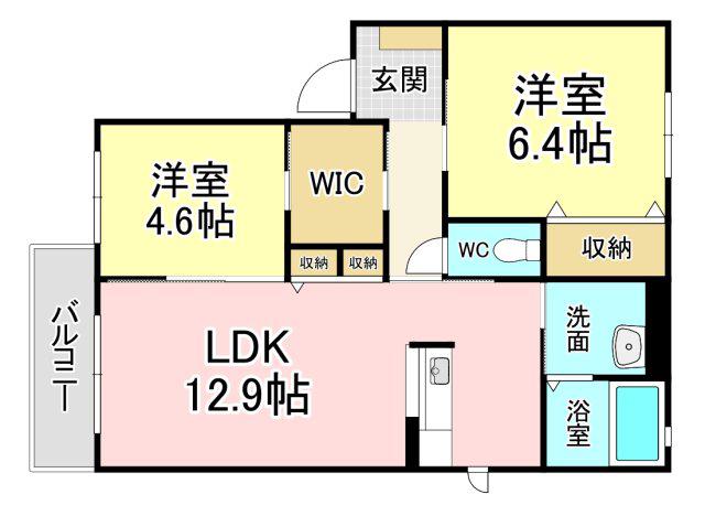 シャーメゾン茶屋の原I(2LDK/2階)の間取り写真