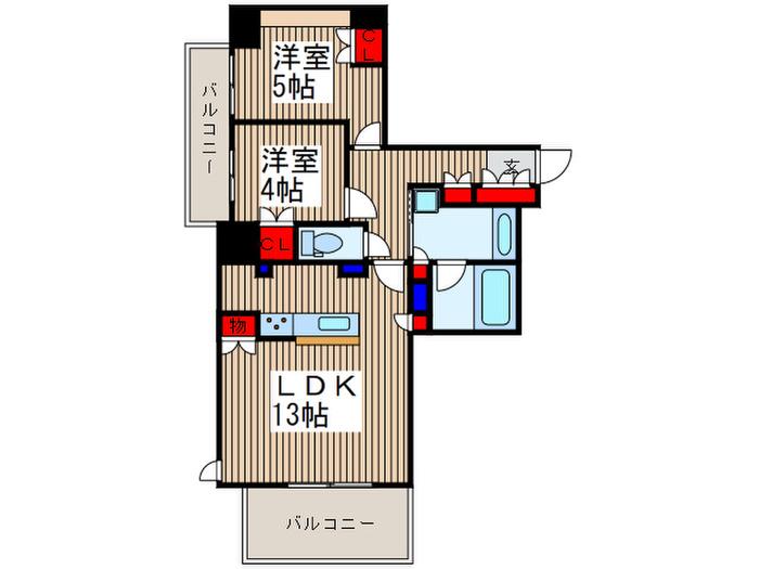 ドゥーエ大宮(2LDK/7階)の間取り写真
