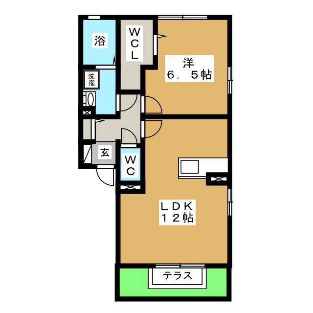フィオーレ阿倉川B棟(1LDK/1階)の間取り写真