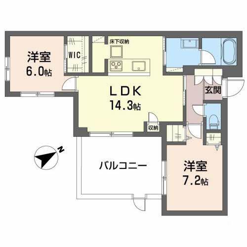 アンフェミュール八王寺(2LDK/1階)の間取り写真