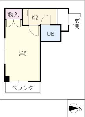 川島ビル(1K/3階)の間取り写真